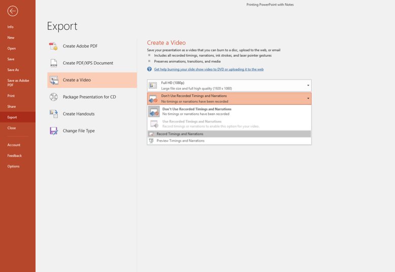 Is it possible to export speaker notes from powerpoint (for mac